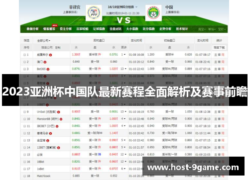 2023亚洲杯中国队最新赛程全面解析及赛事前瞻